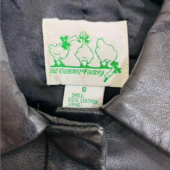 Black Leather Jacket with USA Flag, Red Stars, Small - Picture 8 of 8